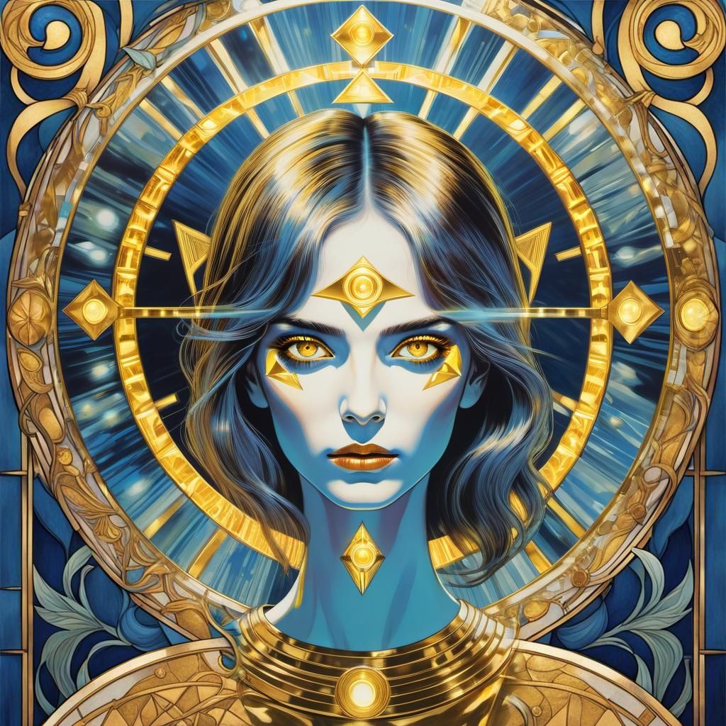 Art Nouveau Magazine Cover with Glass Woman