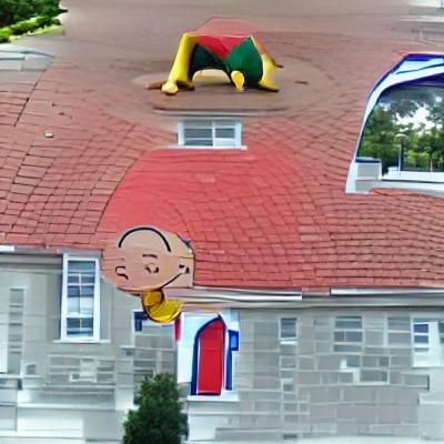 Upside Down Caillou in Front of His House