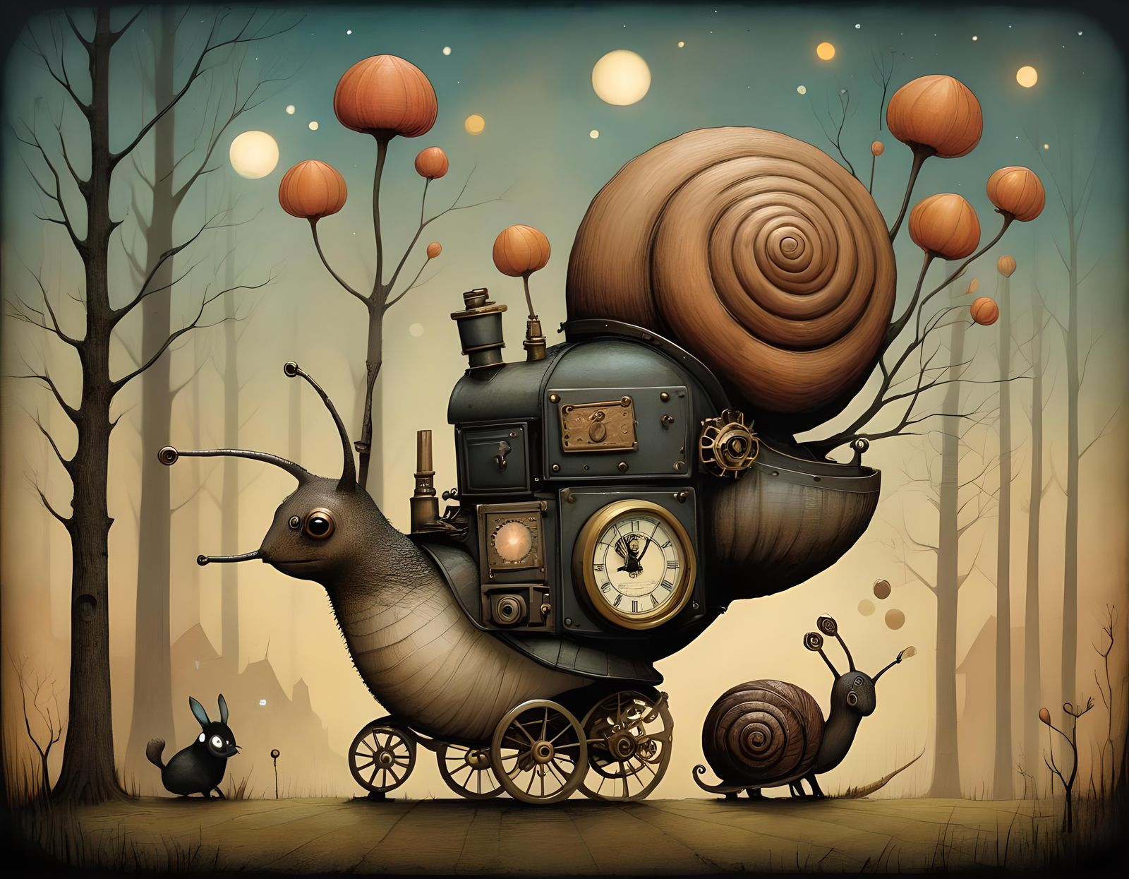 Steampunk Snail Mail in a Surreal Style