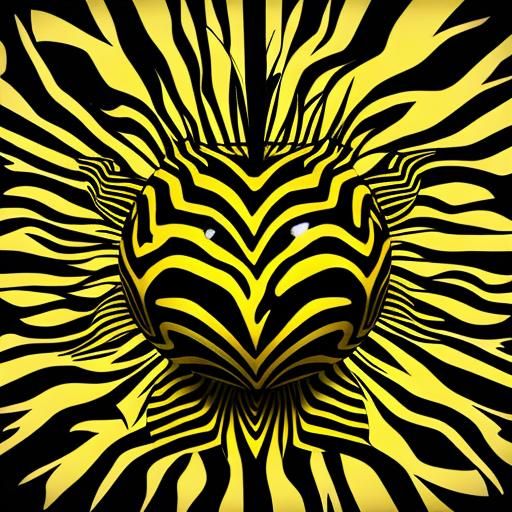 Zebra Striped Apple with Eyes in Punk Style