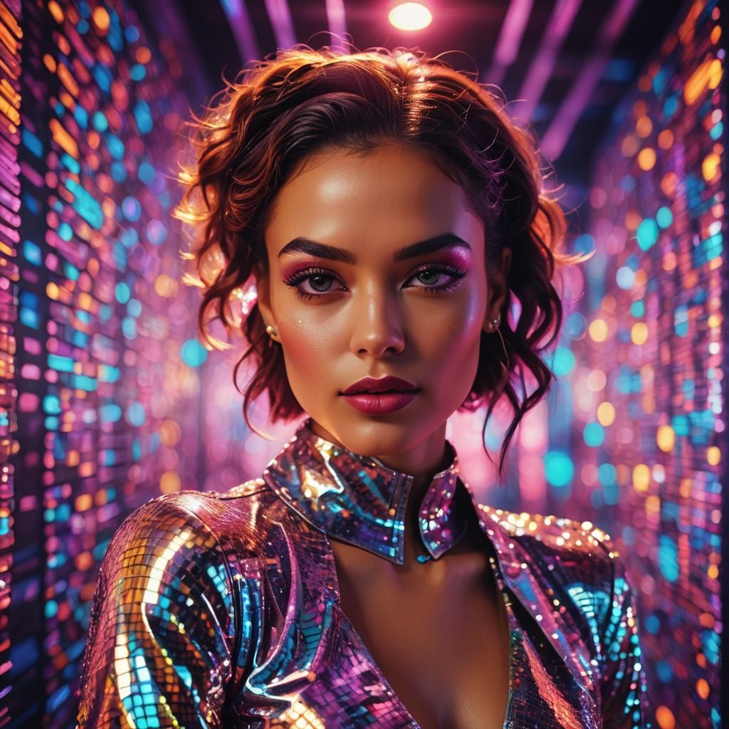 Vibrant Pop Art Portrait in Nightclub