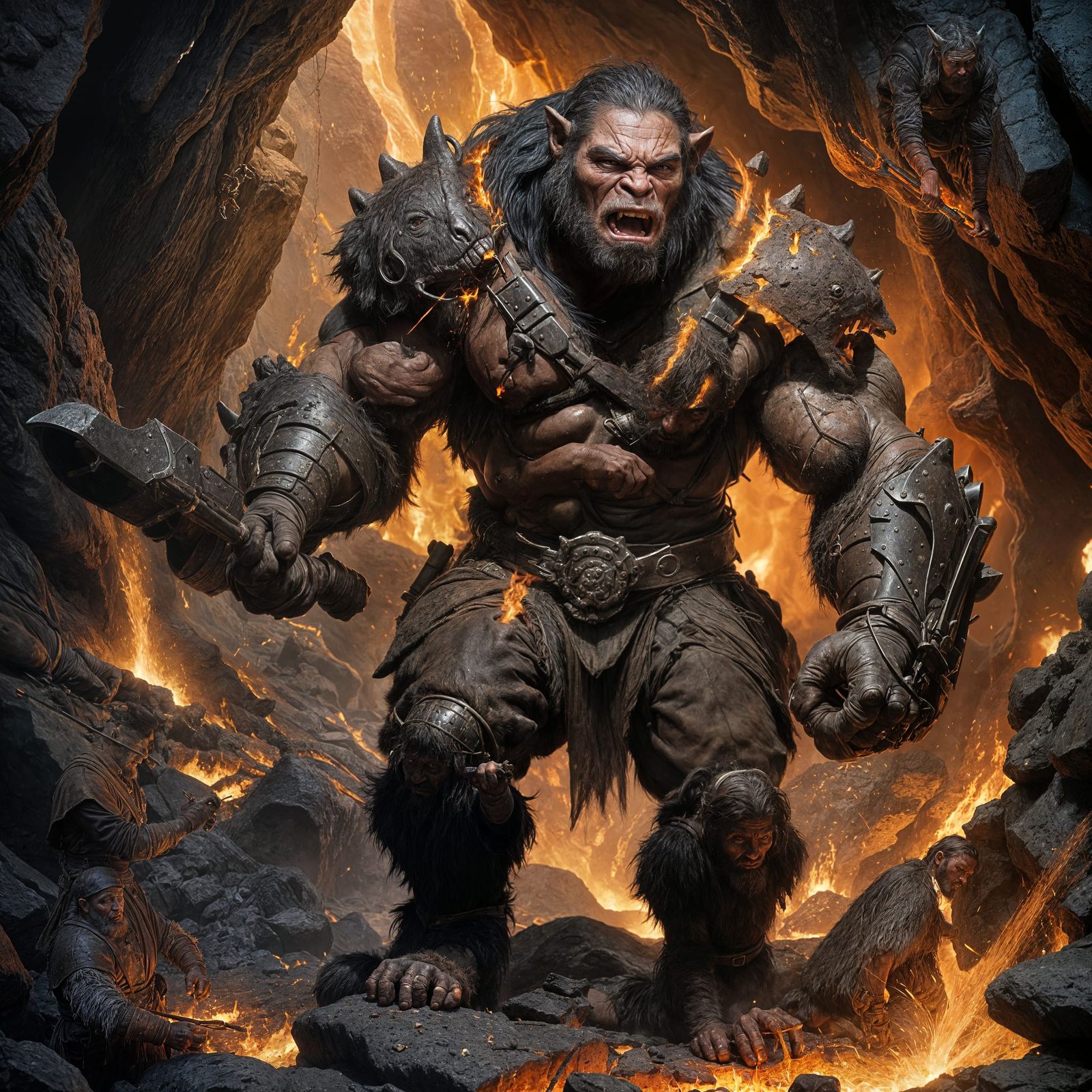 Medieval Troglodyte Weaponsmith in Volcanic Forge