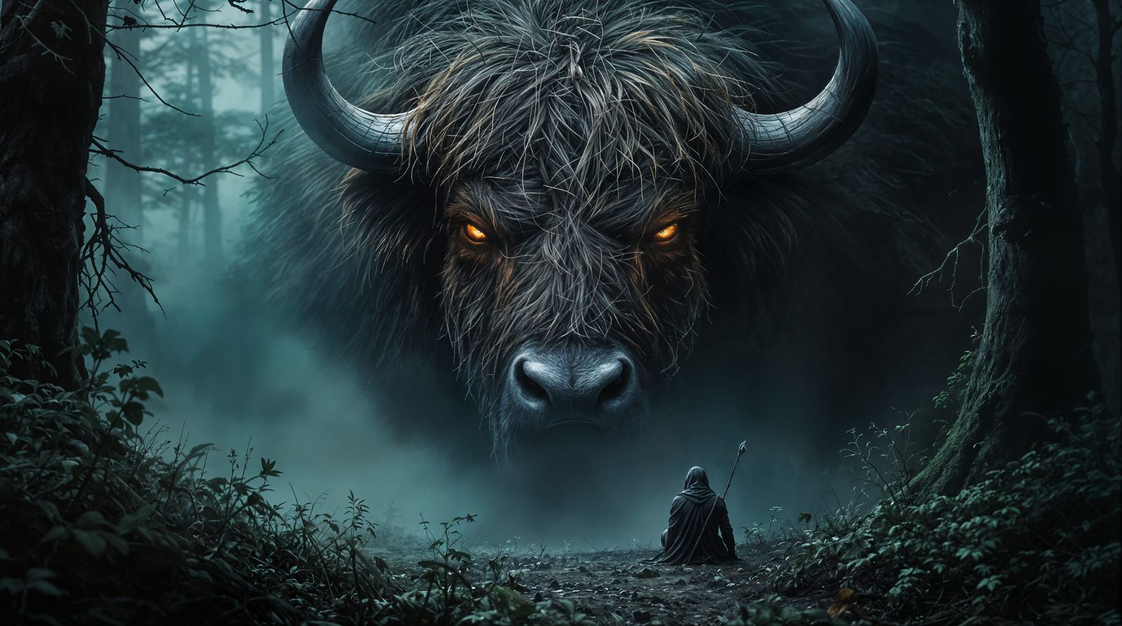 Ancient Bison God Emerges from Fog