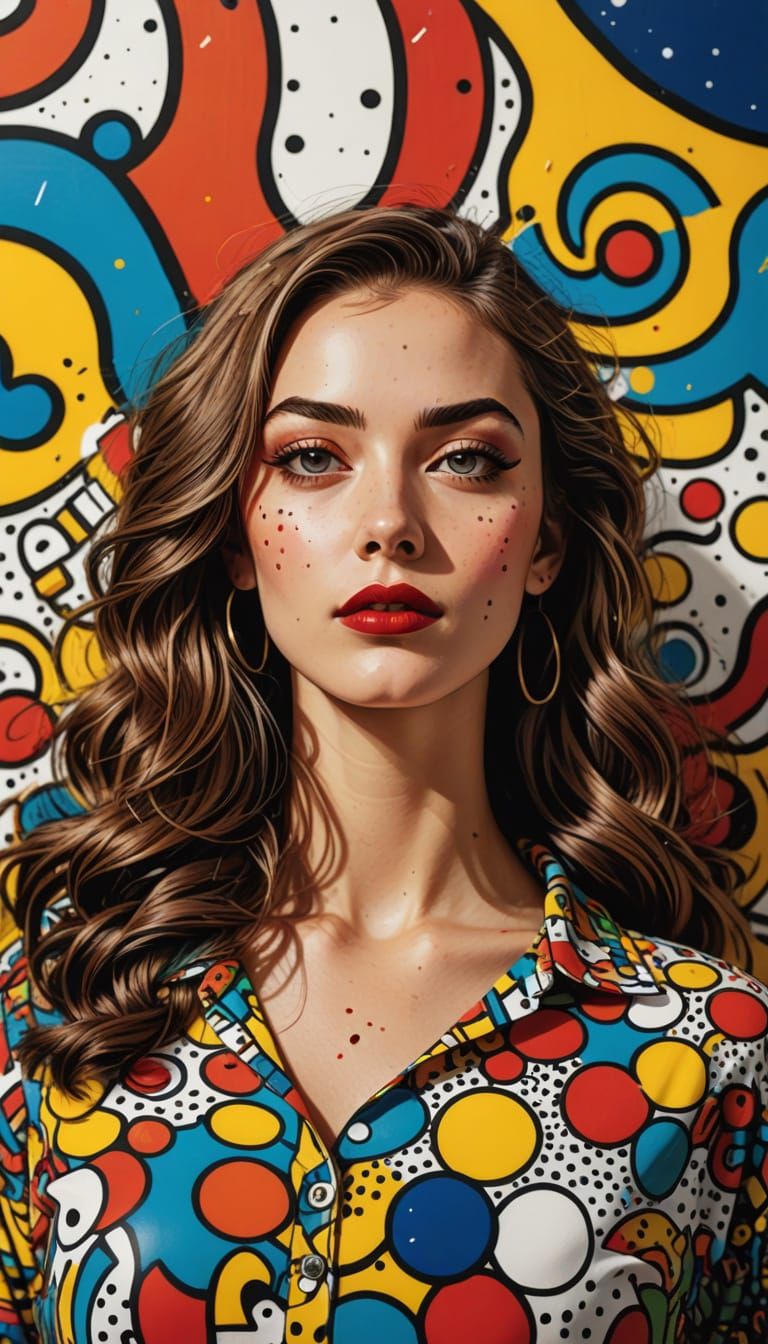 Whimsical Pop Art Portrait in Vibrant Comic Book Style