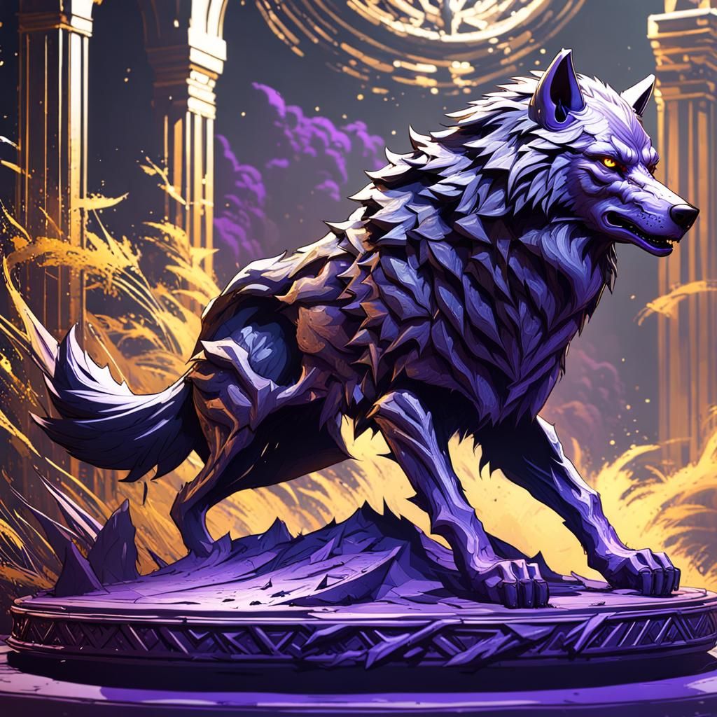 Hyperdetailed Shadow Wolf in Dark Fantasy Style