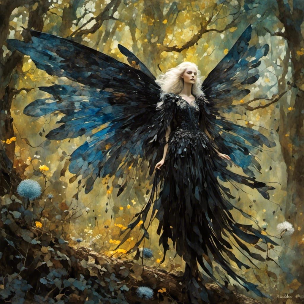 Dark Fae in Oak Tree: Hyperrealistic Splash Art