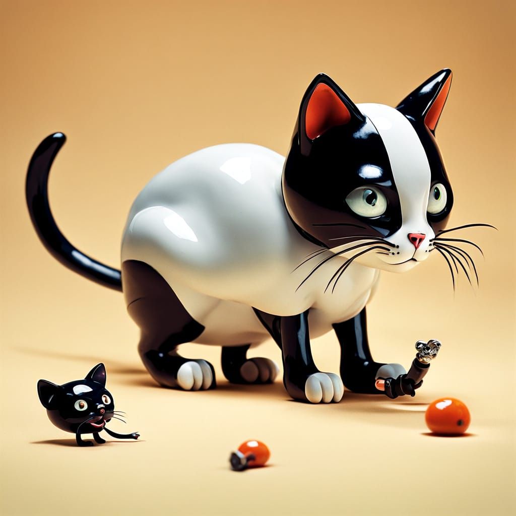 Feline Friend Engages Robot Mouse