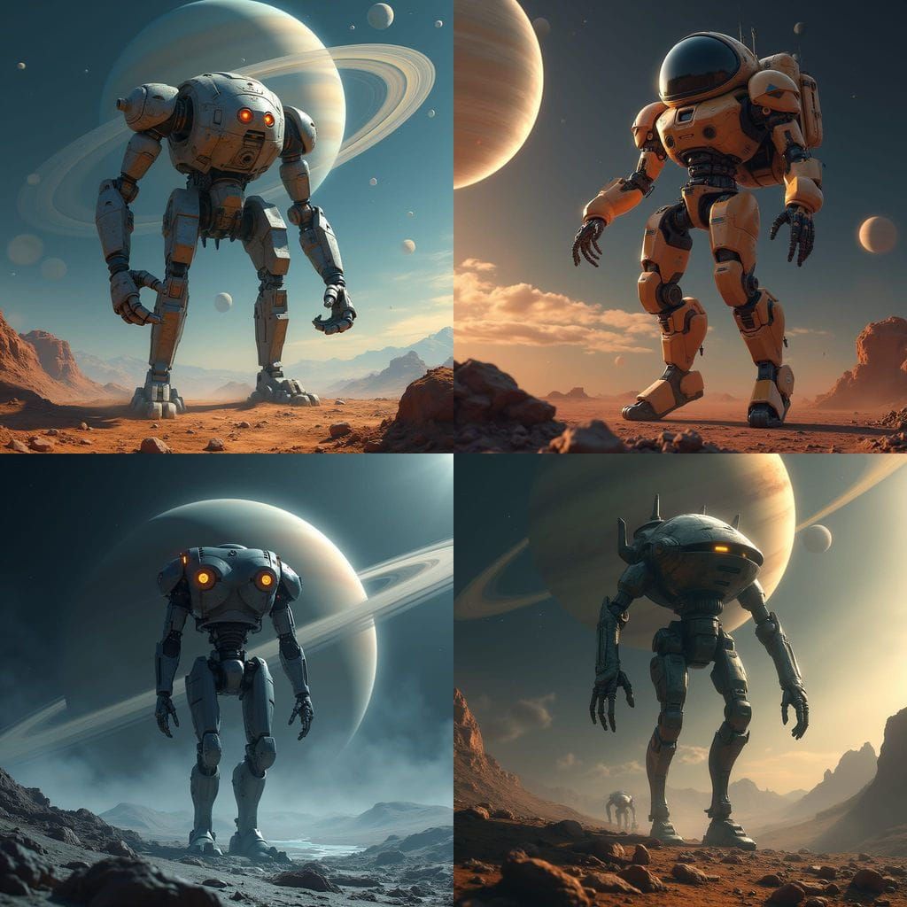 Humanoid Sentinel Drone Explores Saturn's Moons