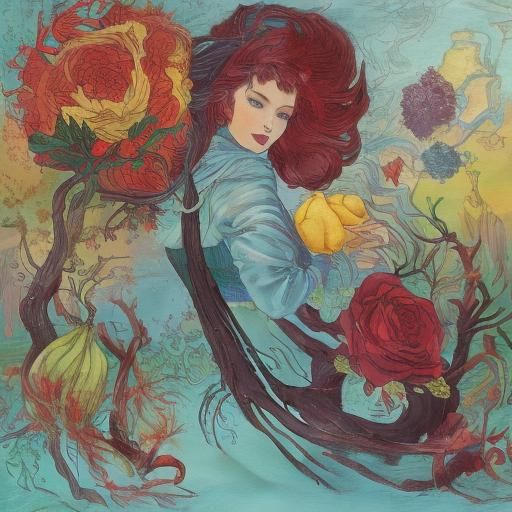 Curvy Woman with Rose in Winter Landscape