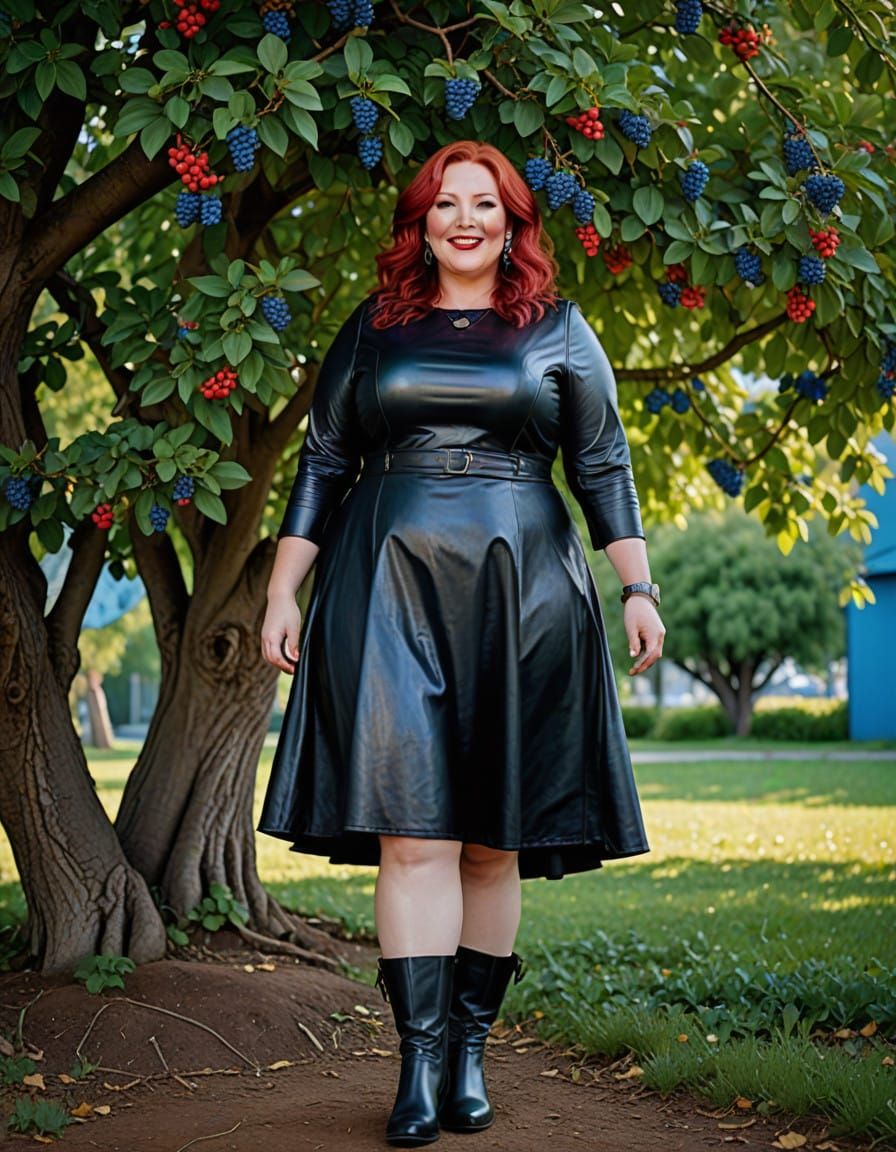 Surreal Psychedelic Portrait of a Woman in a Black Leather D...