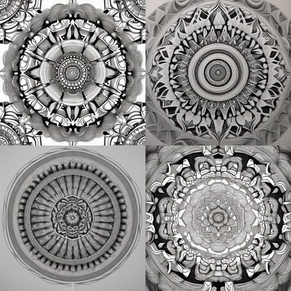 Detailed Black and White Mandalas for Coloring