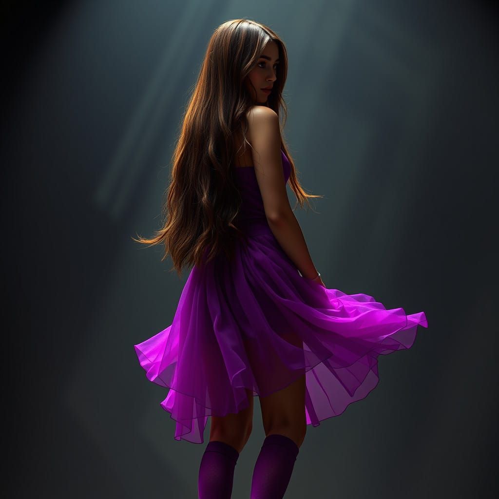 Ethereal Film Star in Vibrant Regalia