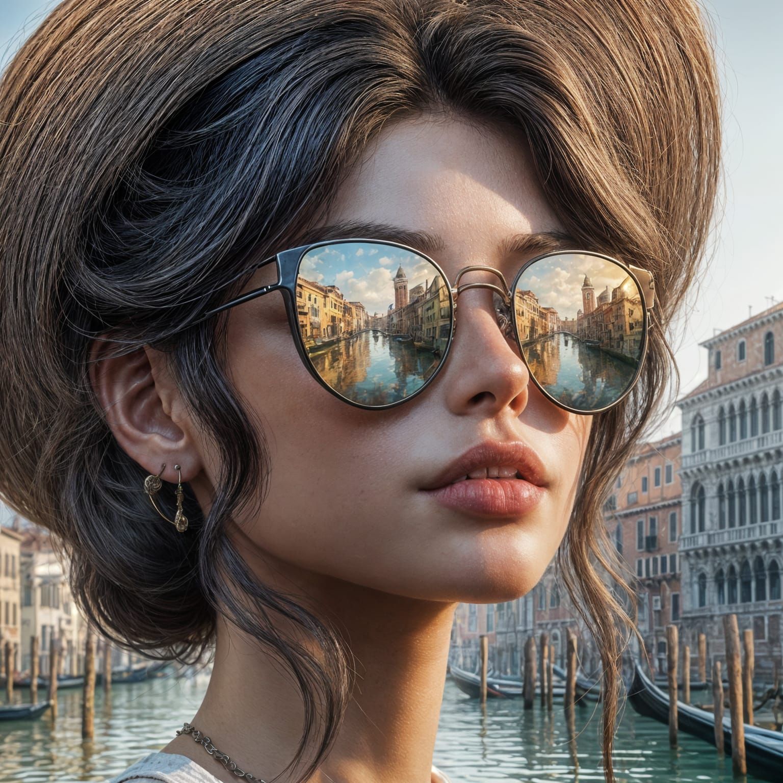 Hispanic Girl in Venice: Art Nouveau Portrait