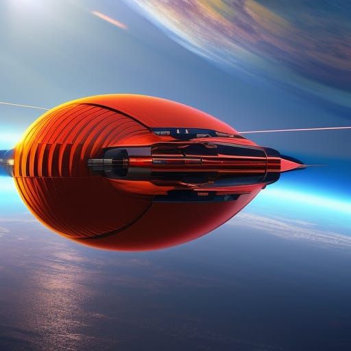 Futuristic Spacecraft Over Alien Planet in 3D