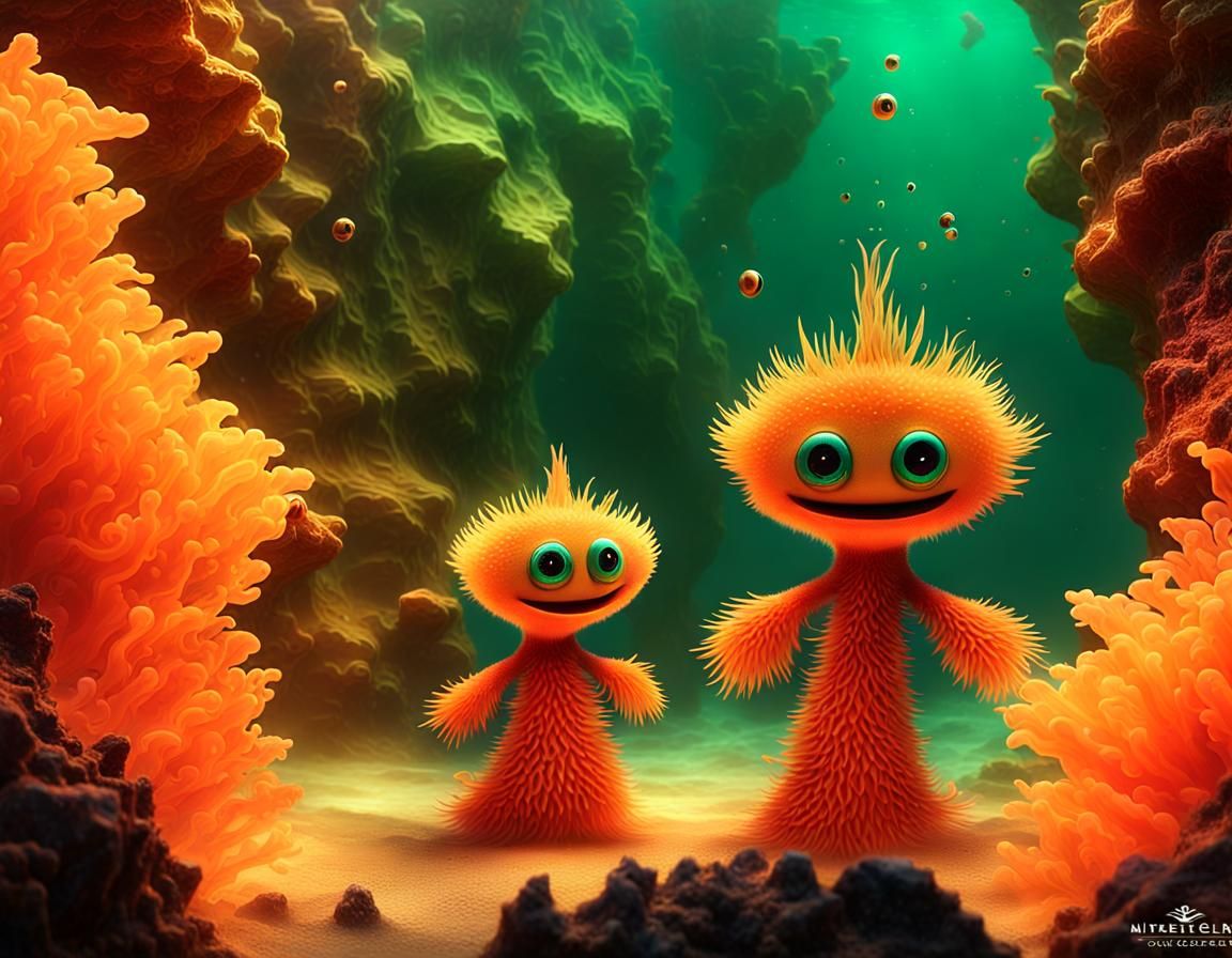 Swimdancing Figures in Crystalline Underwater Canyon