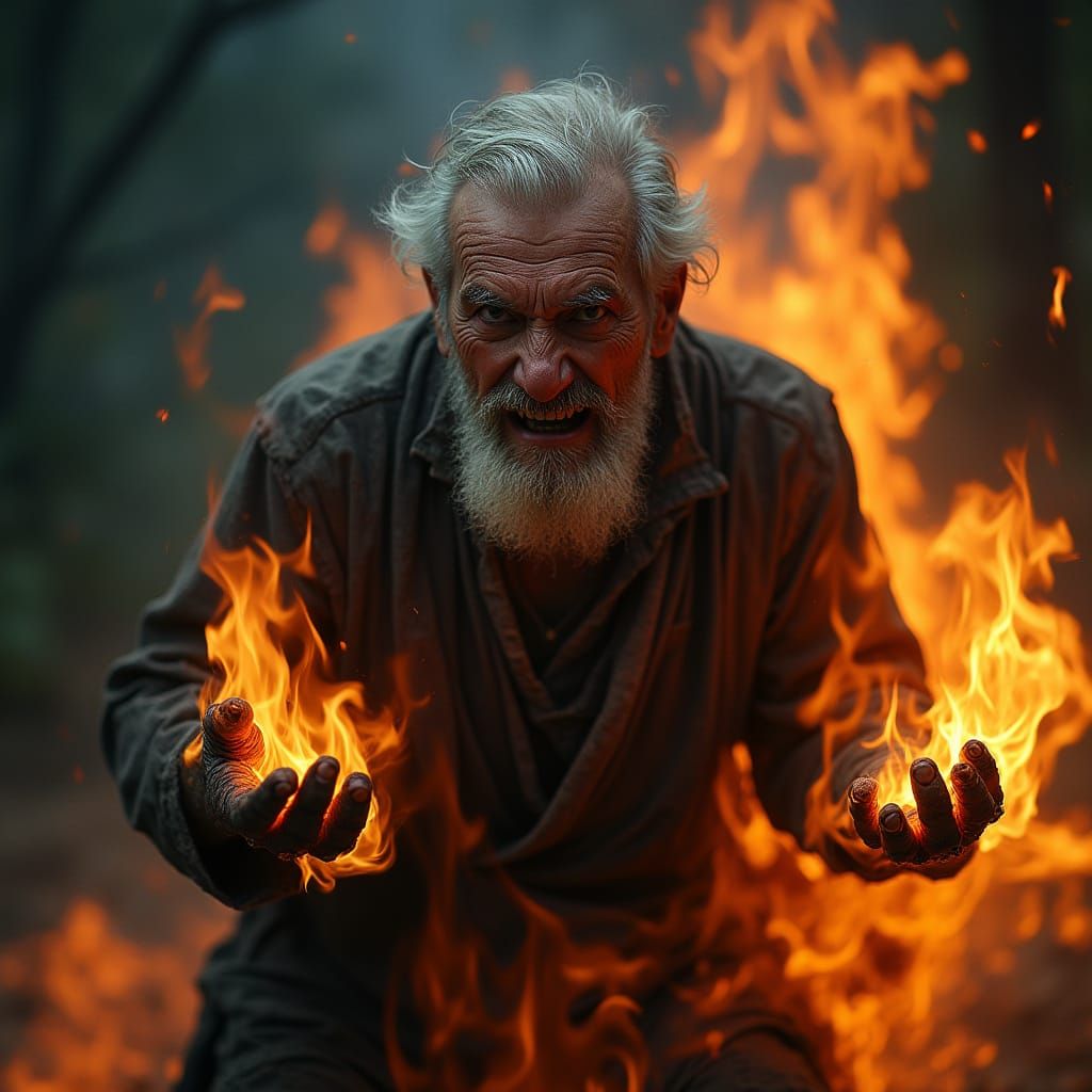 Ethereal Inferno: Old Man Ignites