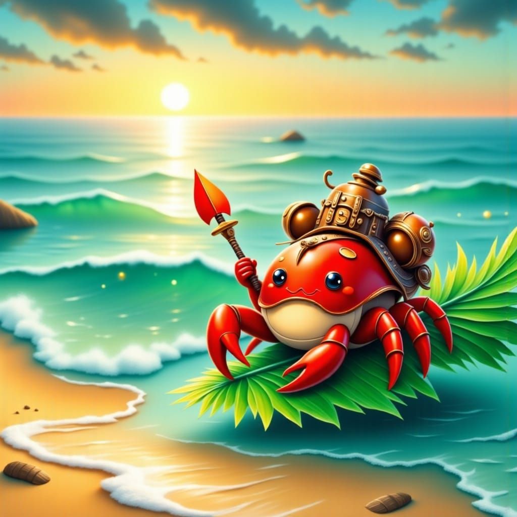 Cartoon Crab Embarks on Ocean Adventure