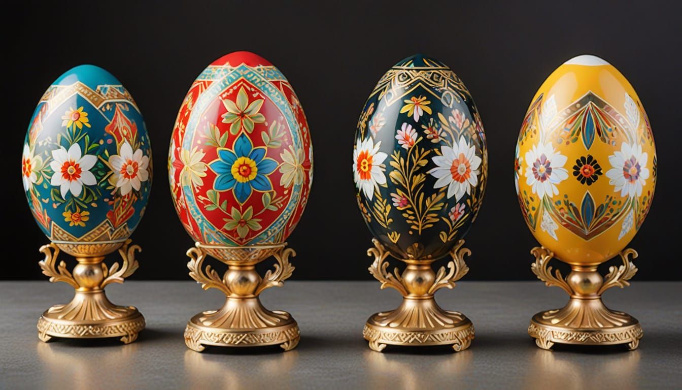 Ukrainian Folk Art Goose Eggs in Vibrant Color