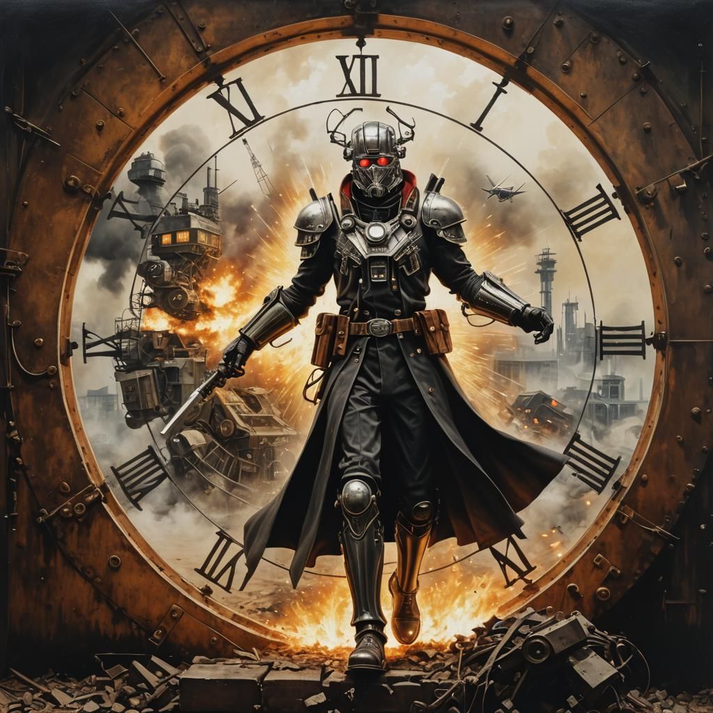 Photorealistic Time Traveler with Portal and Machine