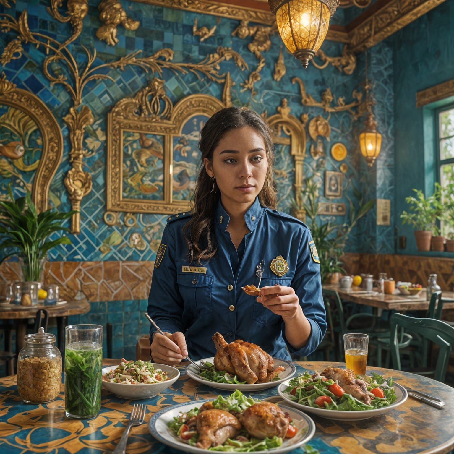 Paramedic Enjoying Dinner: Detailed Fantasy Concept Art