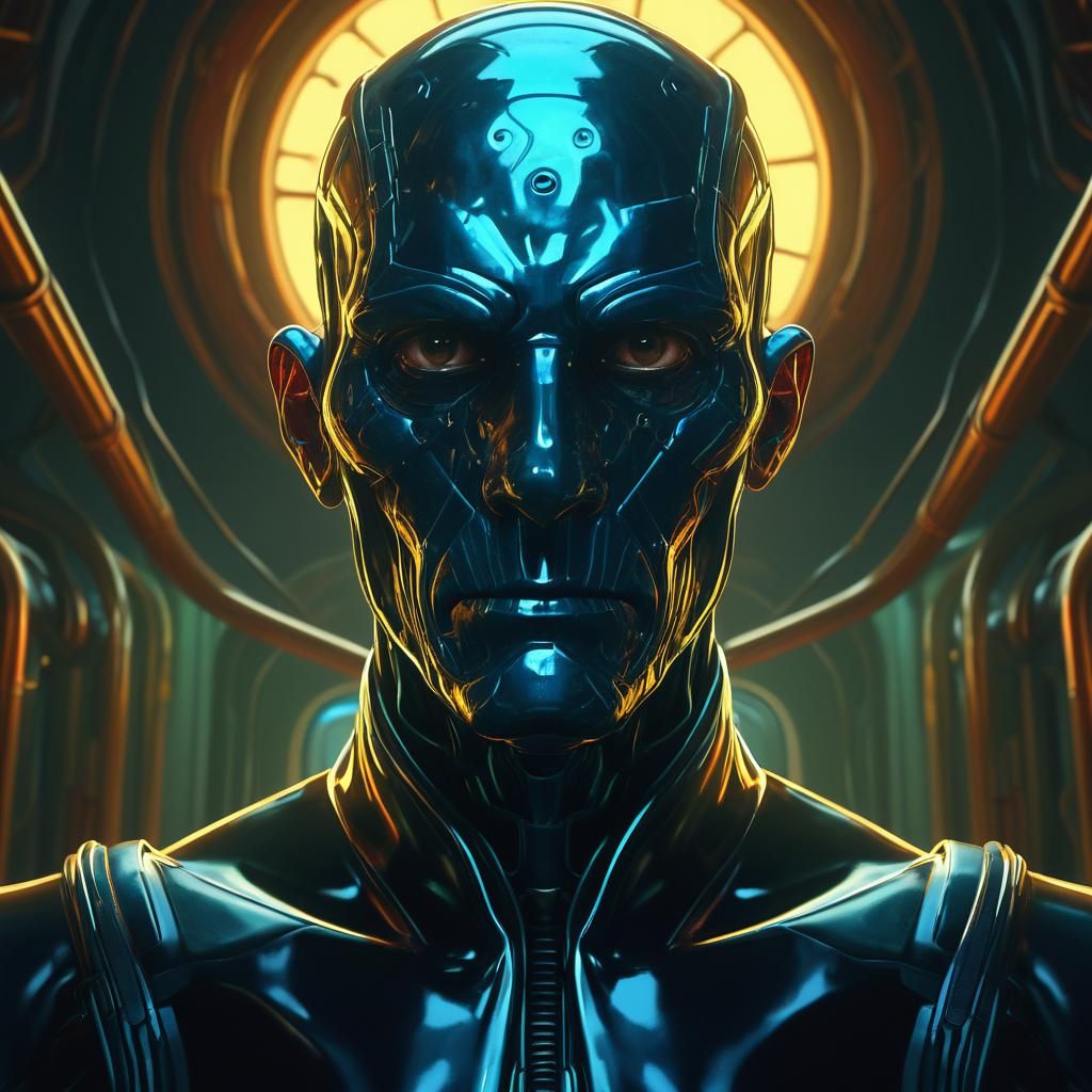 Tube Man Shadow Portrait in Art Nouveau Style