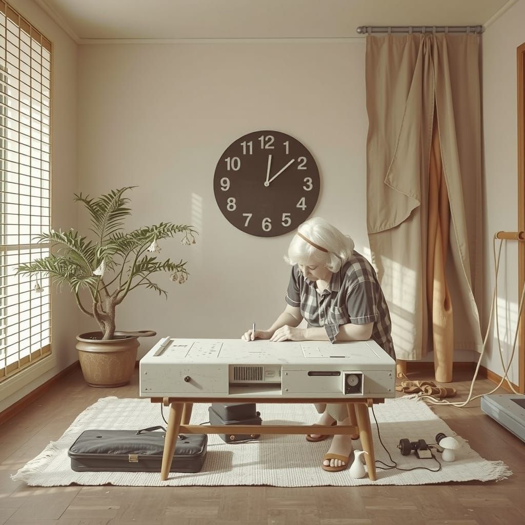 Peruvian-Americans Repairing Computer: 1950s Americana