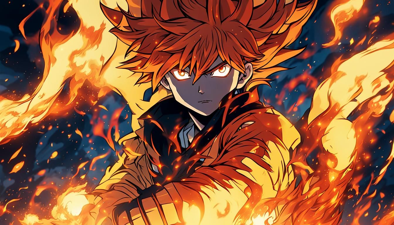 Burning Figure in Inferno Manga Style