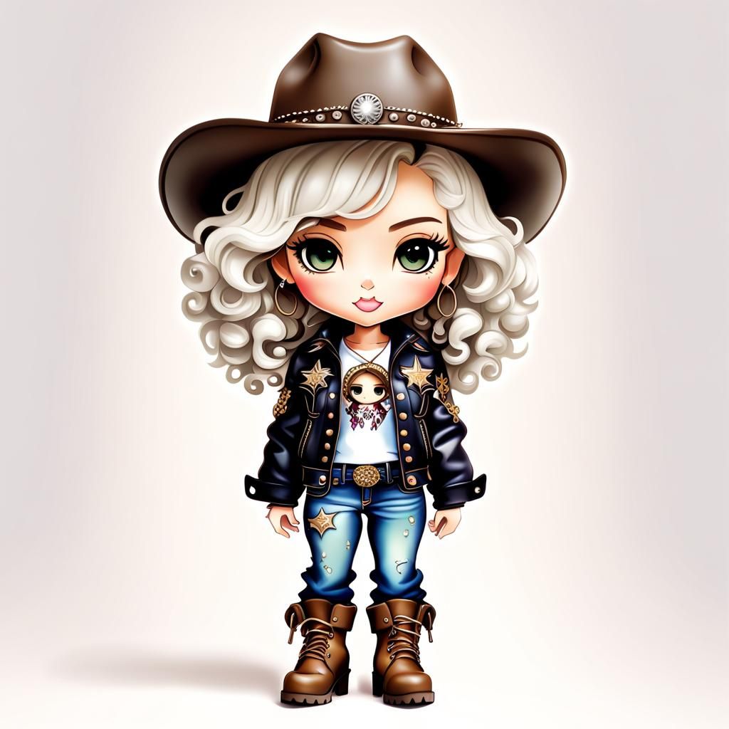 Chibi Country Girl in Airbrush Illustration Style