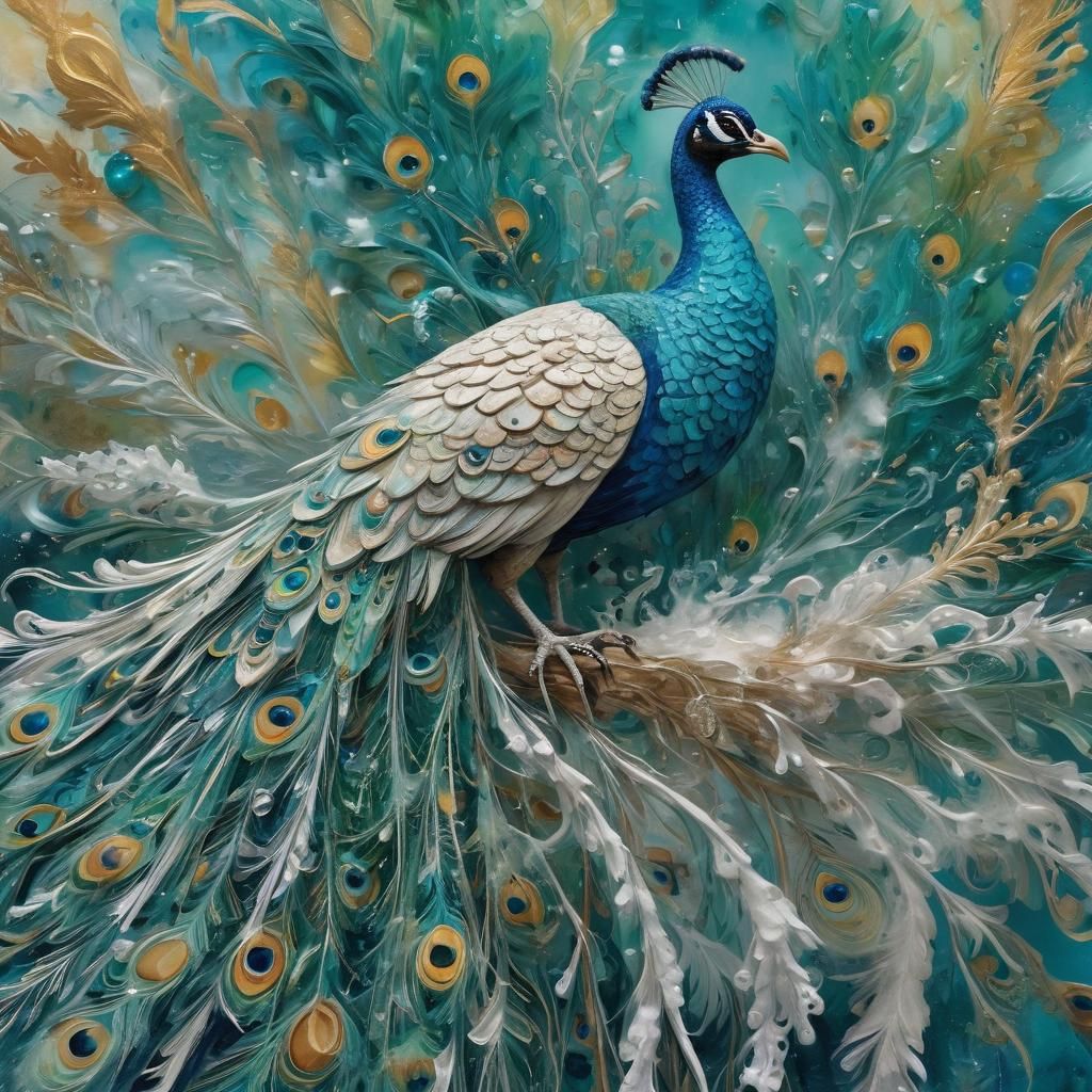 Vibrant Ice Peacock in Swirling New Year Scenes