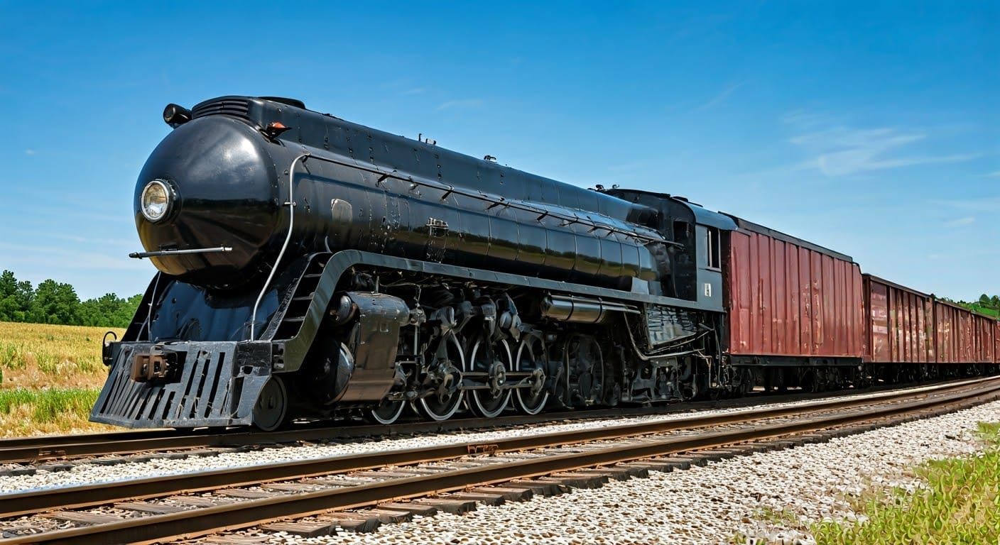 Steam Train Conductor in Full Swing, Blowing Whistle