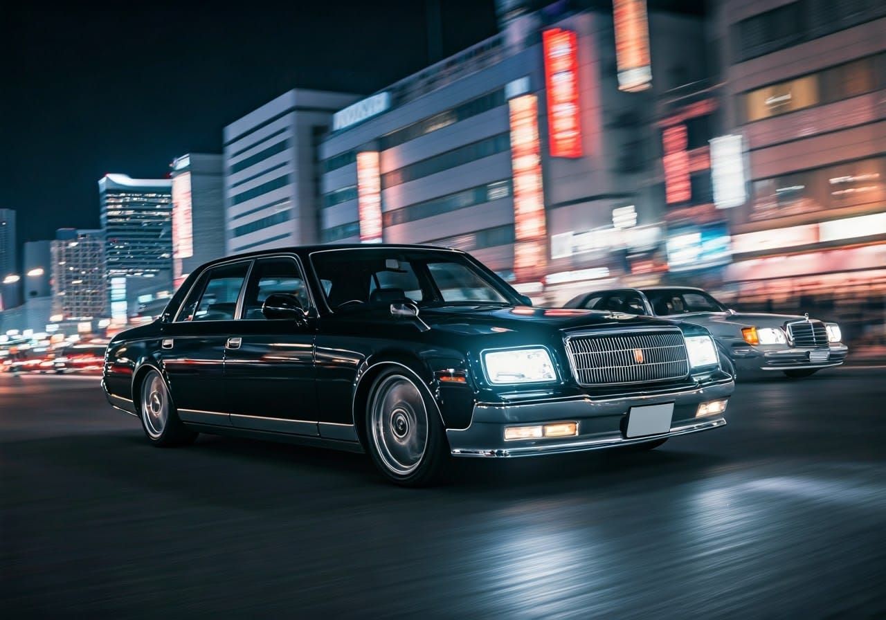 Toyota Century Pursued in Yokohama Anime Style