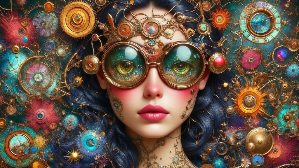 Surreal Steampunk Figure with Abstract Eyewear