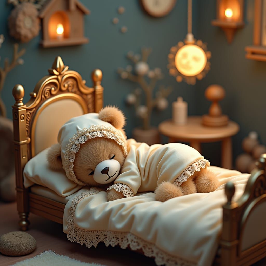 Teddy Bear in Moonlit Nursery: Matte Painting