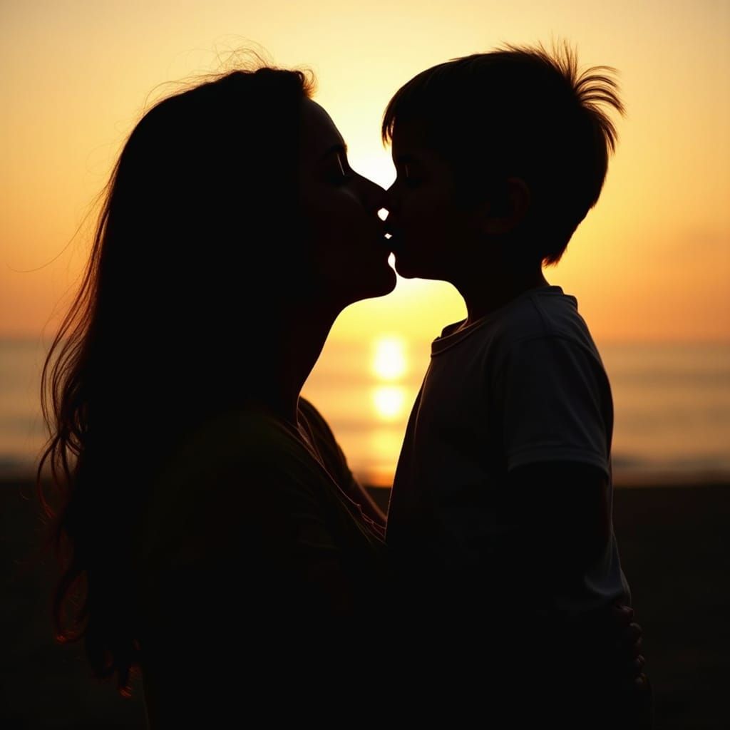 Silhouette: Mother's Tender Kiss