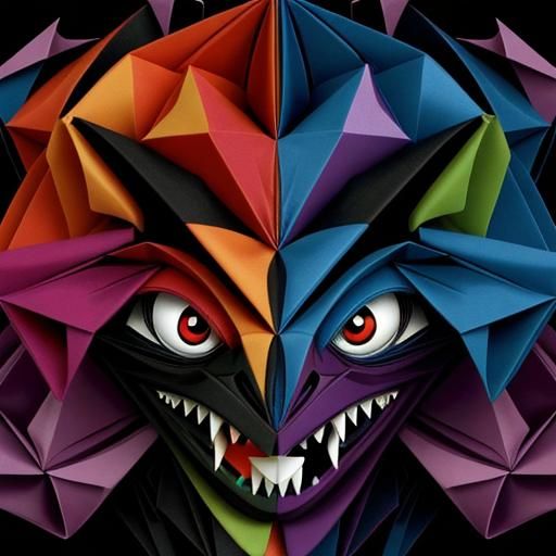 Creepy Origami Monster with Big Teeth