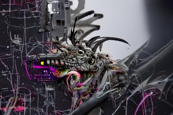 Cyberpunk Dragon in Maximalist 3D Render