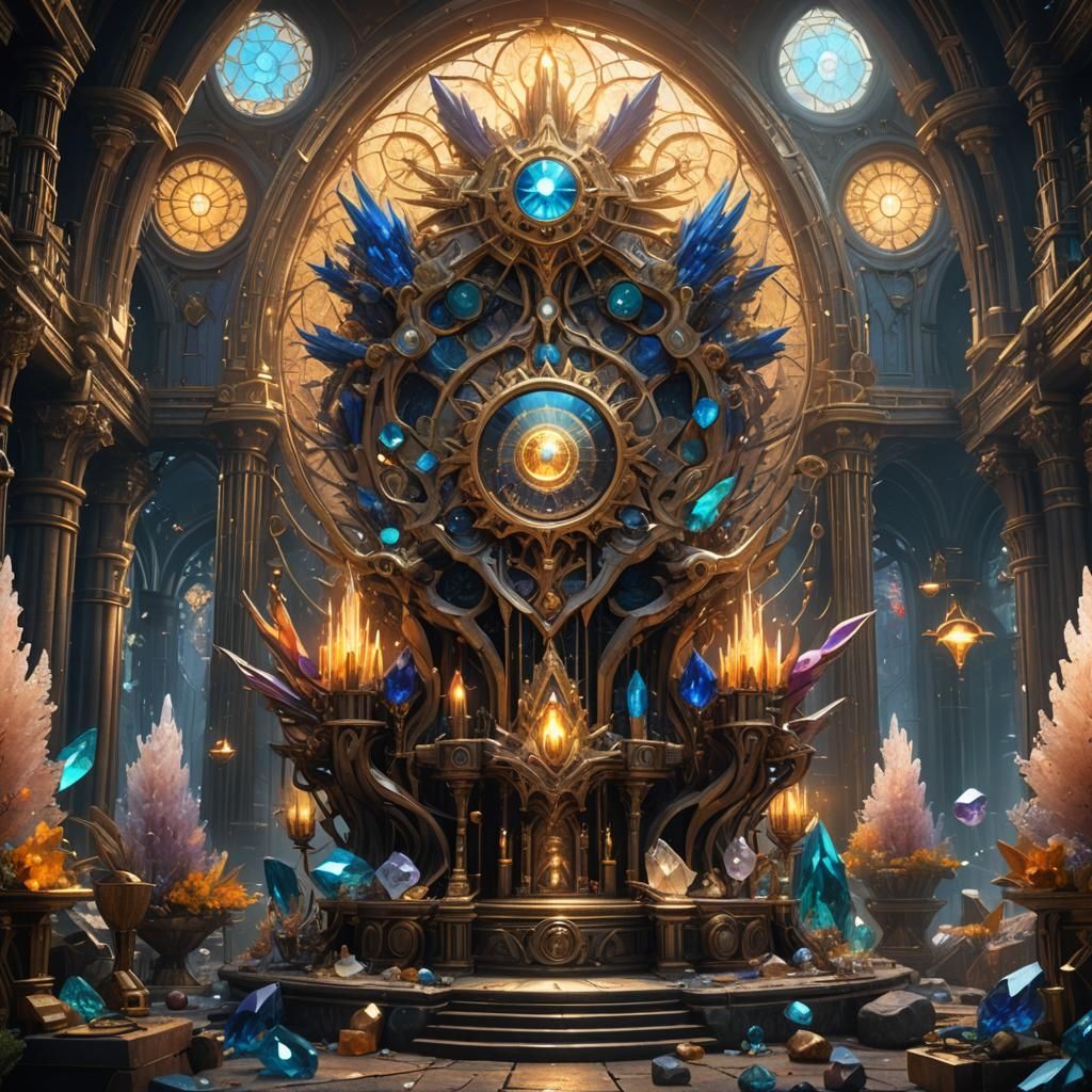 Fantastical Crystal Shop Matte Painting in Deep Color