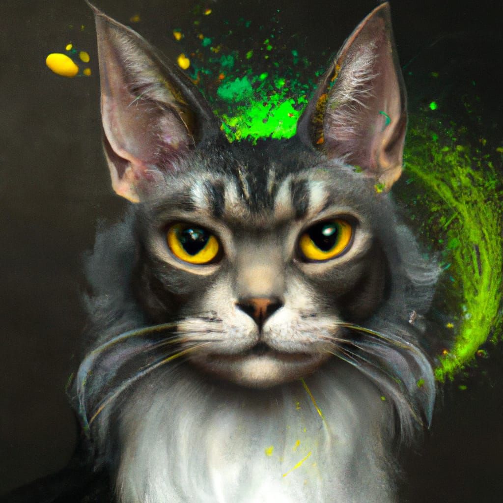 Hyperdetailed Cat Portrait in Art Nouveau Style