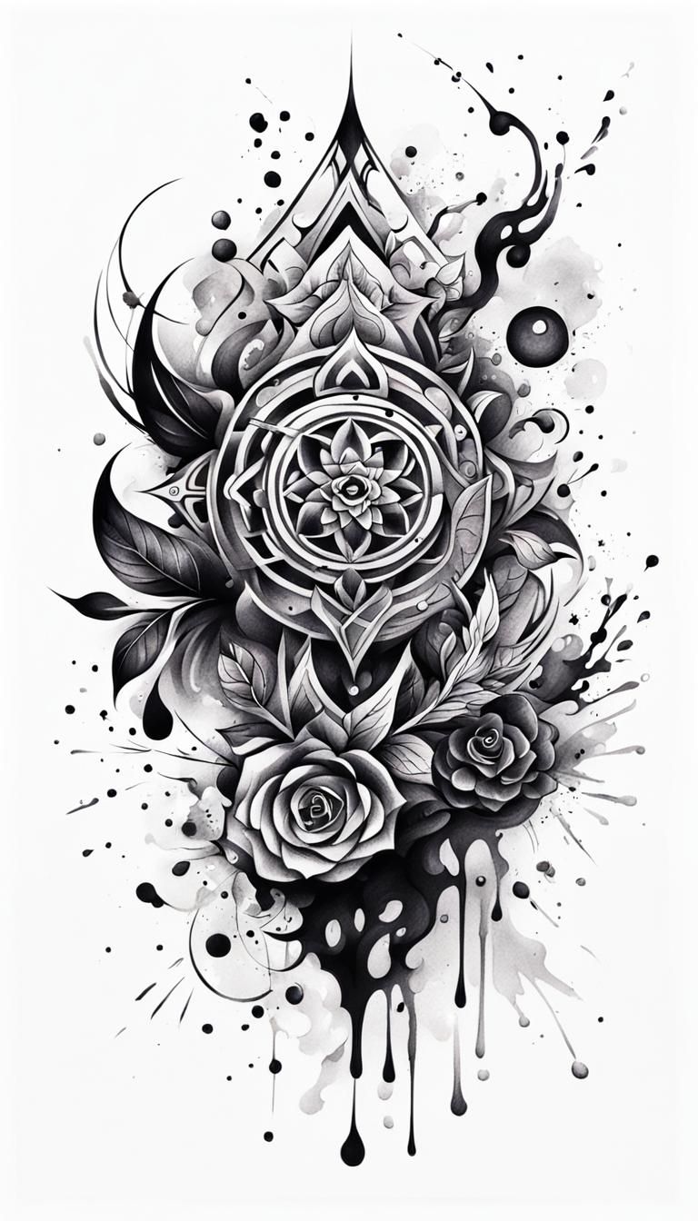Abstract Tattoo Sketch Design on White