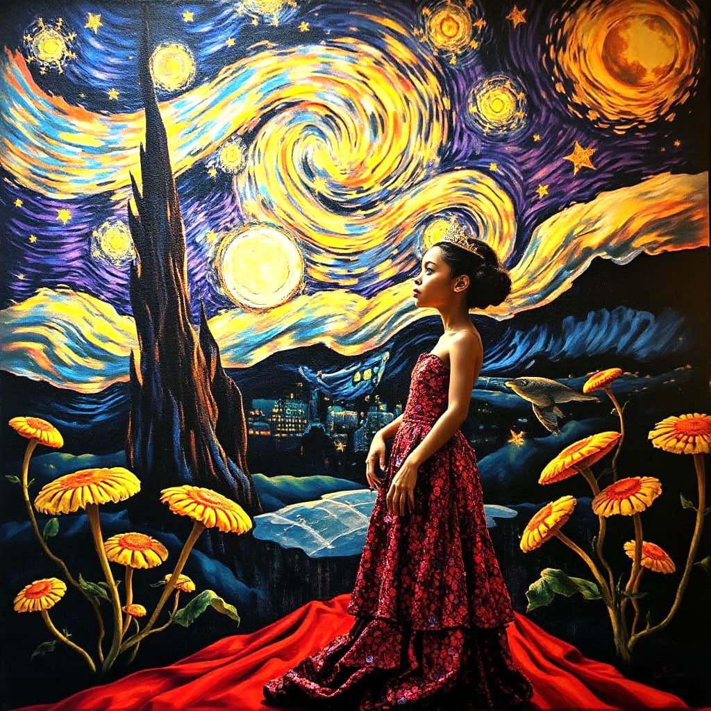 Surreal Queen Portrait in Melting Colors