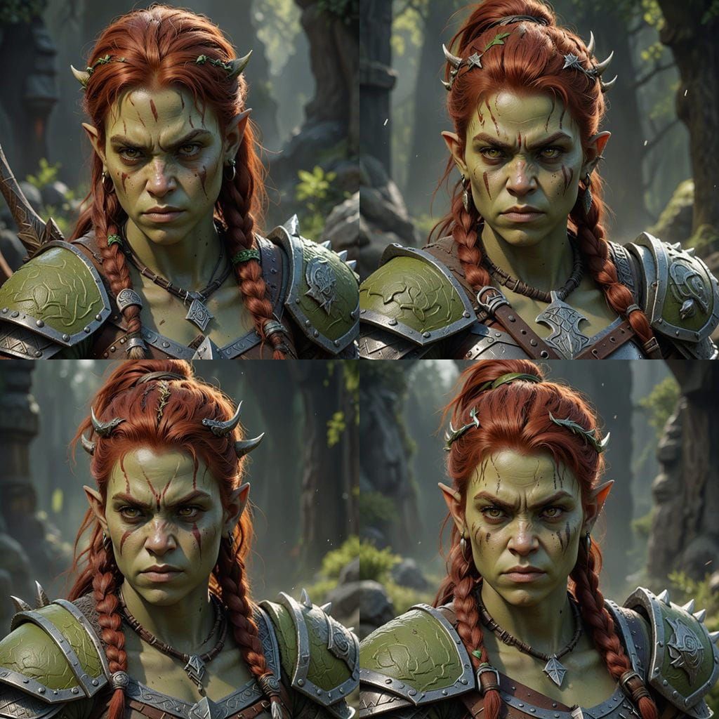 Hyperrealistic Fantasy Half-Orc Child Concept Art