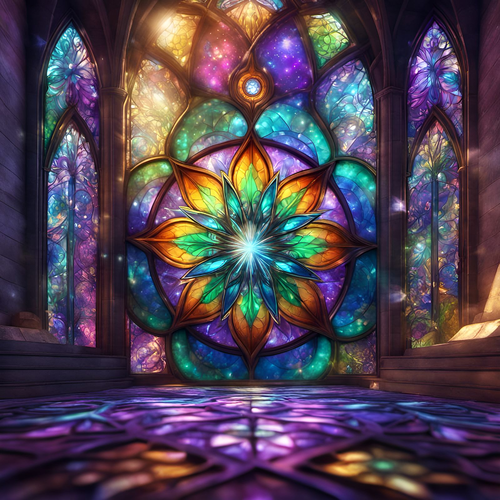 Stained Glass Star Mandalas in Vibrant Colors