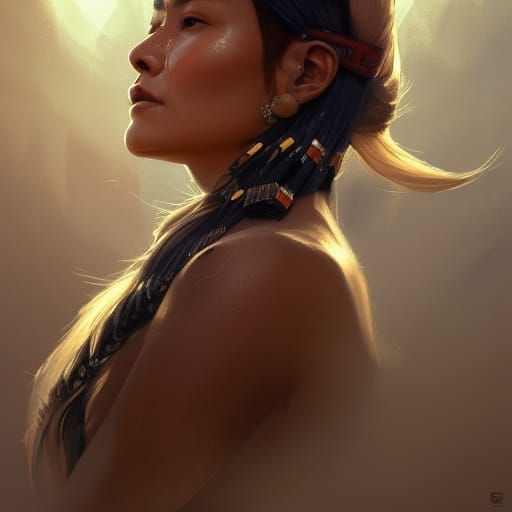 Navajo Woman Portrait in Hyperdetailed Style