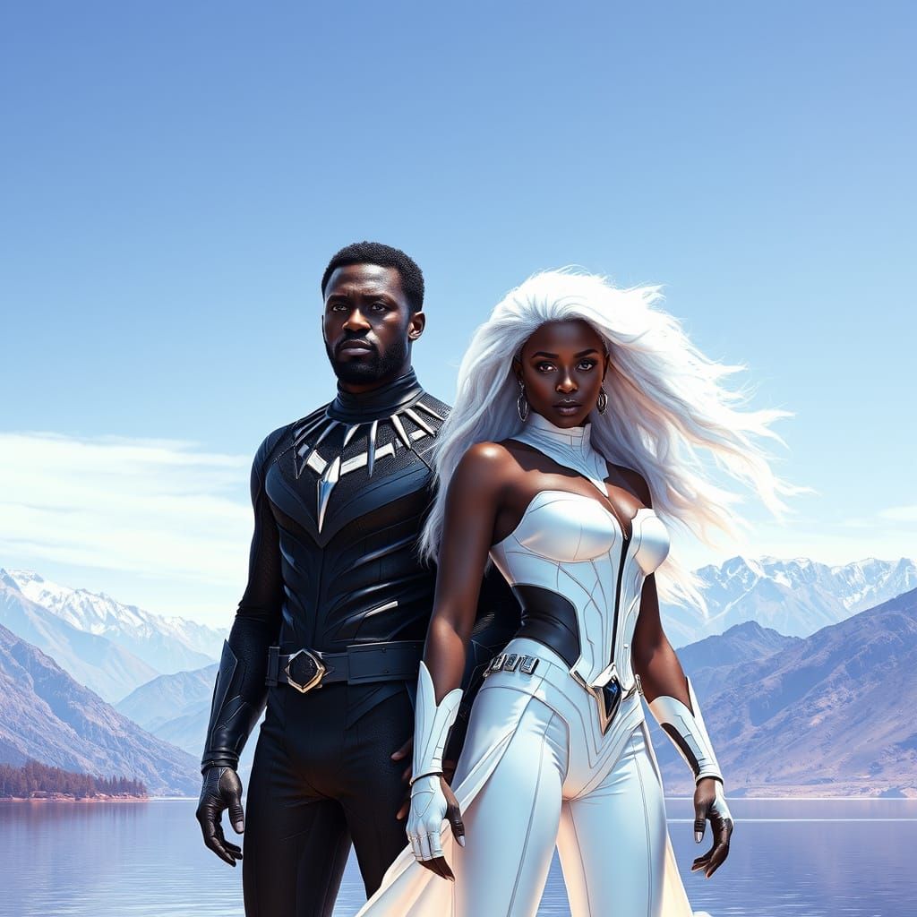 Chadwick Boseman as Black Panther with Halle Berry as Storm ...