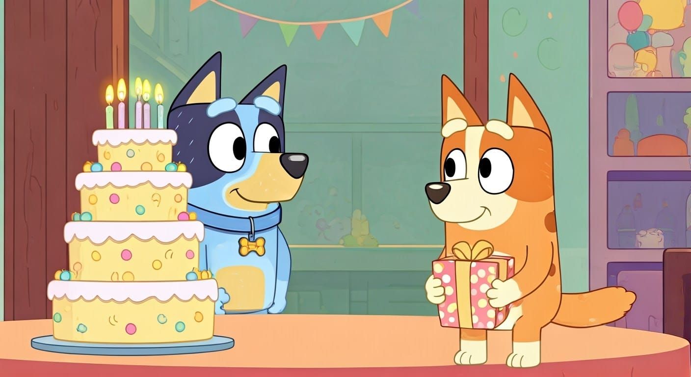 Bluey Celebrates Birthday: Heartwarming Illustration