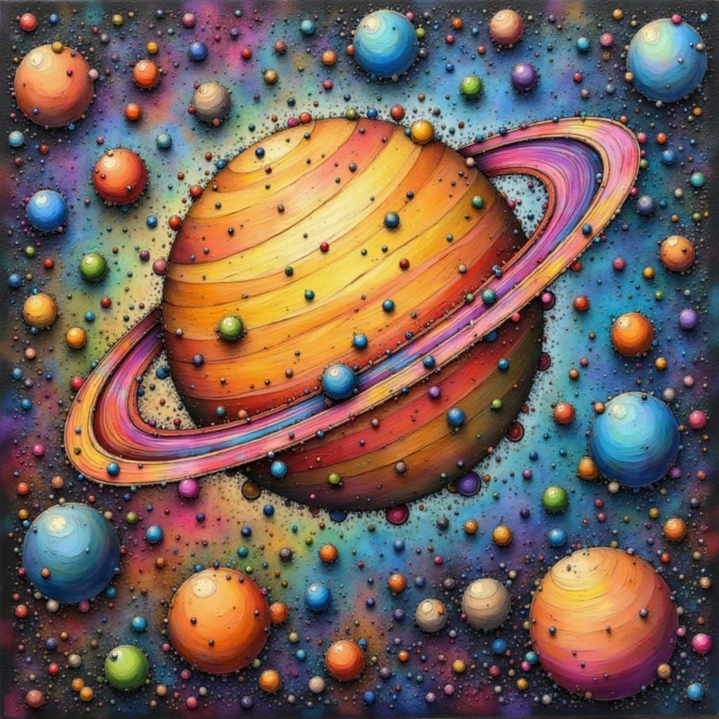 Abstract Cosmic Symphony of Spheres and Color