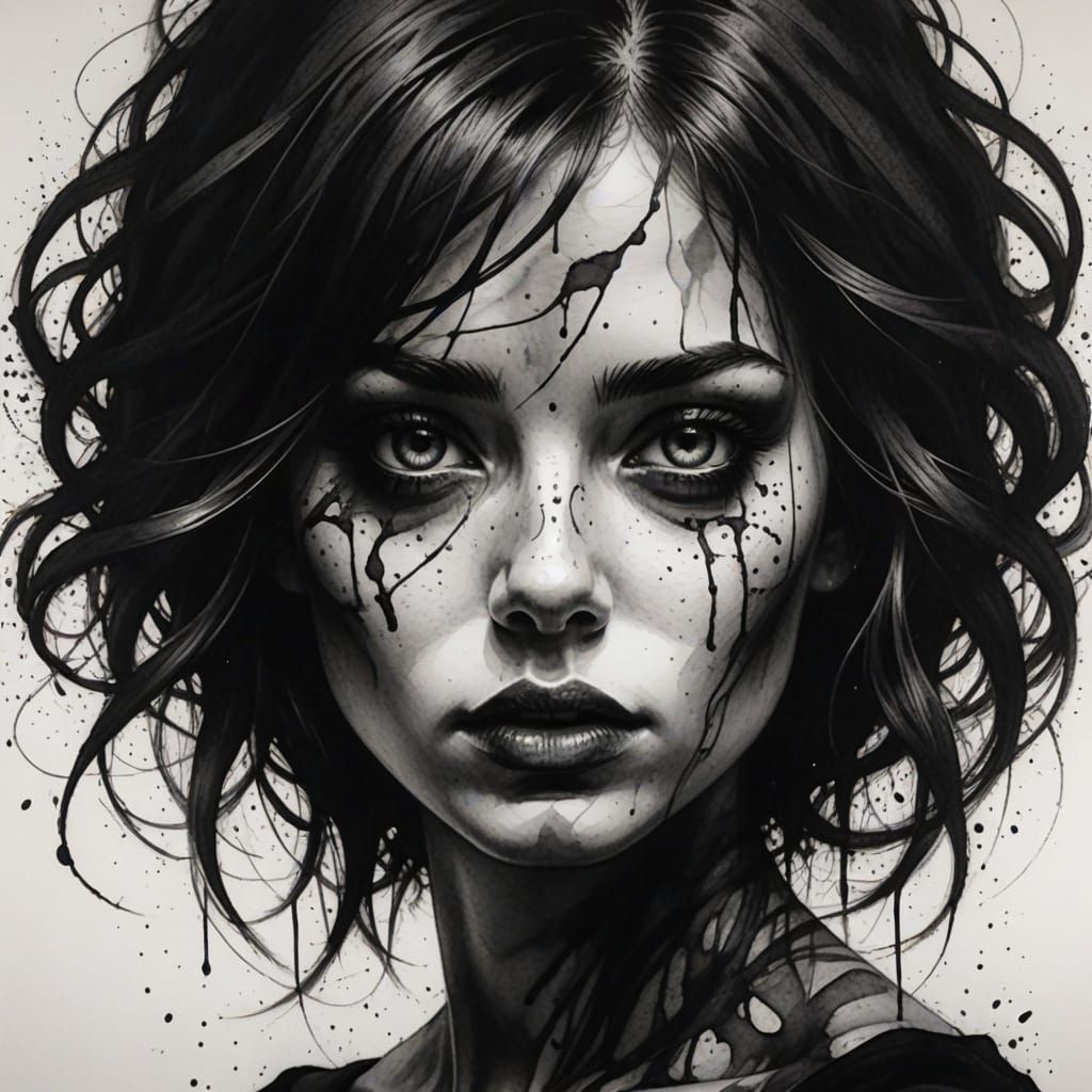 Enigmatic Ink Silhouette in a Surreal Atmosphere