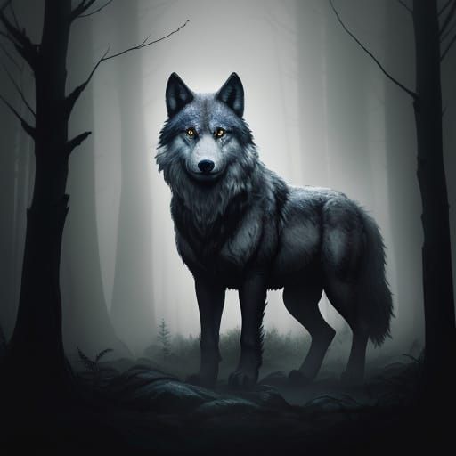 Majestic Wolf in Moonlit Forest, Cinematic Hyper-Realistic S...