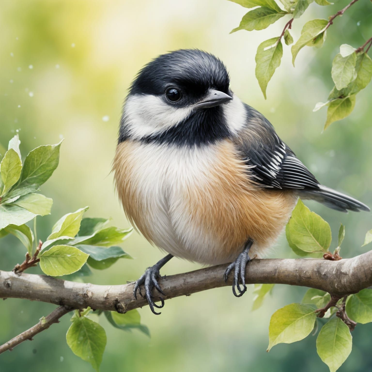 Chickadee in Appletree: A Gentle Illustration