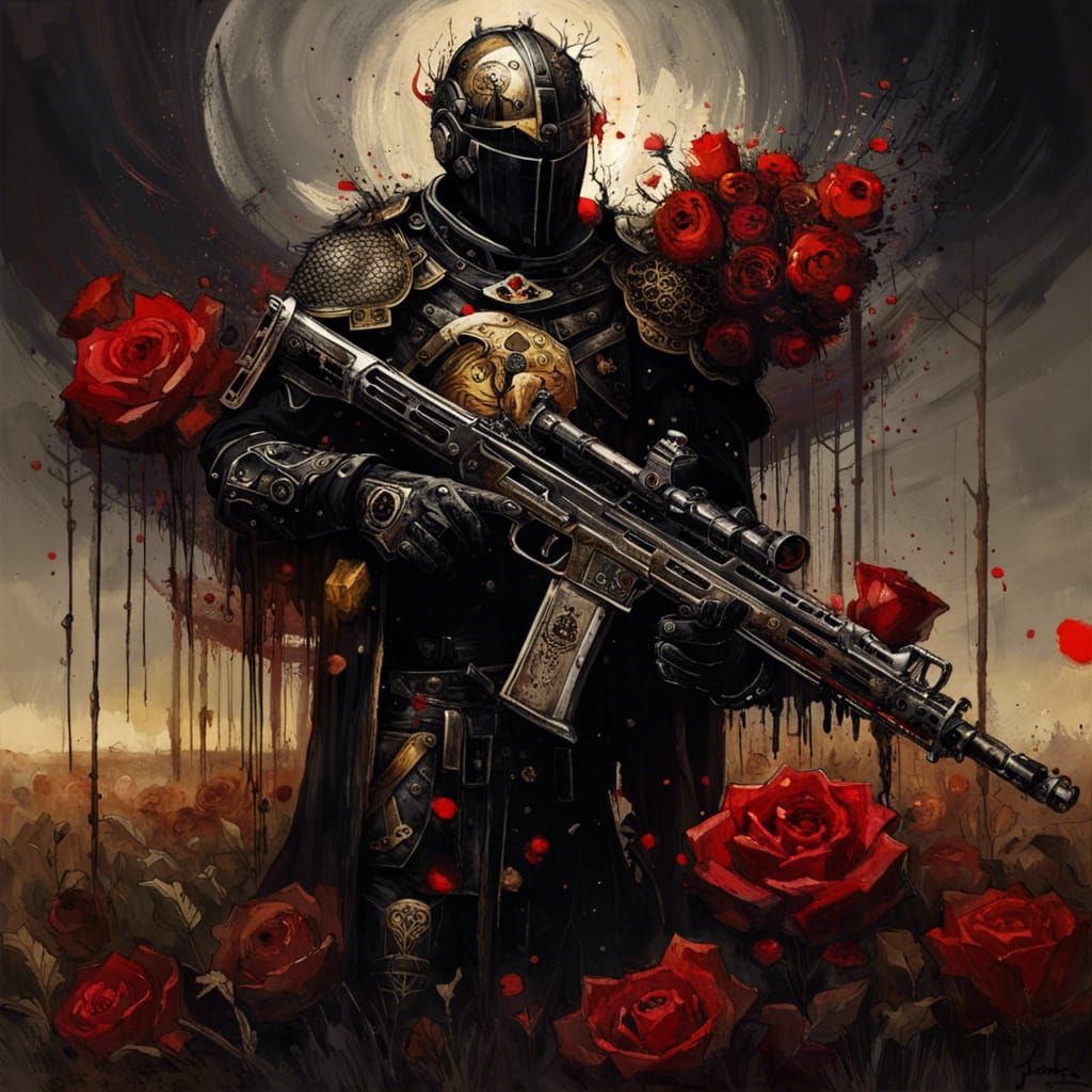 Gothic Knight Templar with Machine Gun